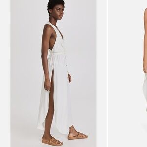Women’s 100 % Off White Open High Side Flap Slit Tie Back‎ or Front Cover. OS